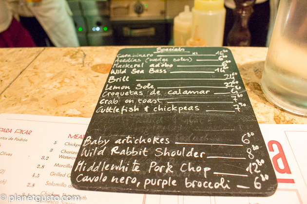 Barrafina Soho London Chalkboard Specials Menu