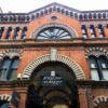 Exterior of English Market Princess Street side of brick facade with Moorish arches