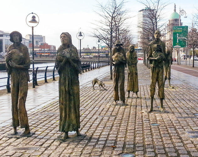 Famine Sculptures along River Liffey Dublin, Ireland