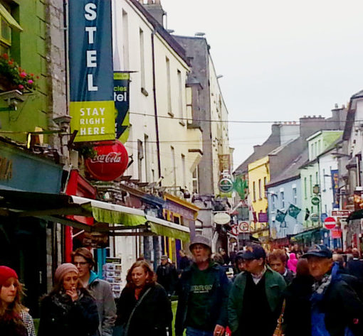 Shop Street with Crowds of People - Galway, Ireland