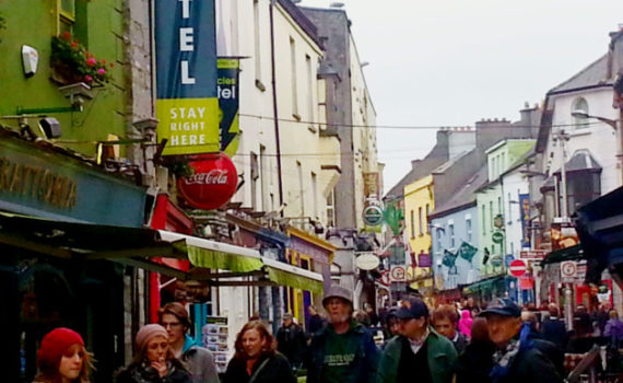 Shop Street with Crowds of People - Galway, Ireland