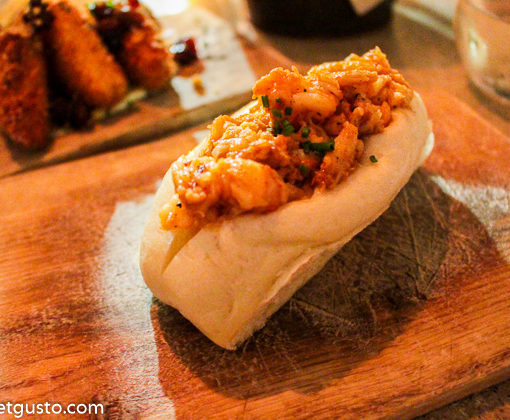 Brown butter lobster roll on Asian steamed bunLobster Roll, Eventide - Portland, Maine